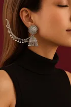 Oxidised Silver Jhumka Earrings with Matching Anklet 