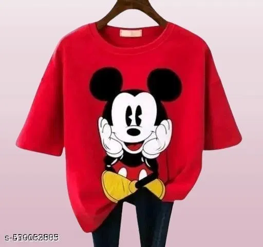 Cotton Blend T-shirt for Women, Red (S)