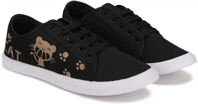Bersache Women's Casual Shoes (Black, 6) (VKI-43)