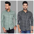 Cotton Blend Checkred Shirt for Men, Multicolor, Pack of 2 
