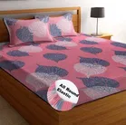 Glace Cotton Printed Fitted Double Bedsheet with Two Pillow Covers 