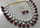 Trendy Kudan & Alloy Women'S Jewellery Set, Maroon