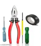 Combo of Plier, Tape, 2 in 1 Screwdriver & Tester (Multicolor, Set of 4)