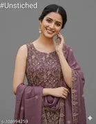 Embroidered Georgette Punjabi/All Over Suits Semi-Stitched Suits for Women 