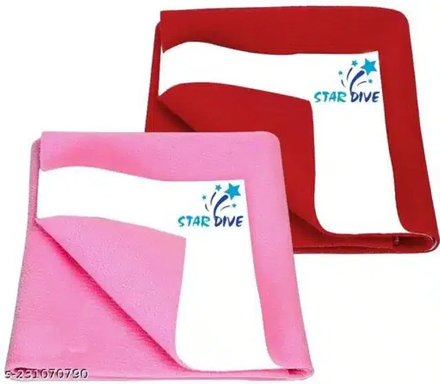 Cotton Mattress Protection Sheet (Red & Baby Pink, 28x20 inches) (Pack of 2)