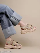 Solid Mesh Sandals for Girls 