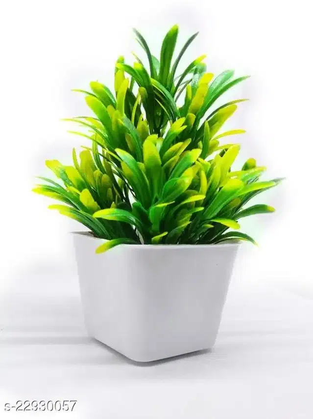 Artificial Plant with Pot (Green & White)