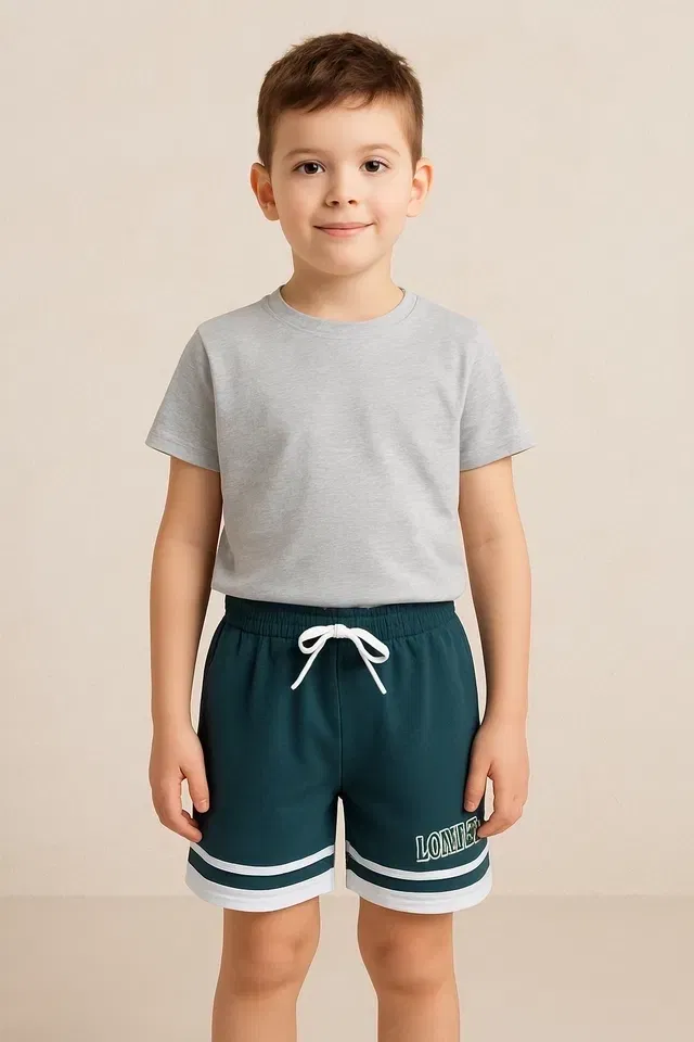 Polycotton Printed Shorts for Boys (Bottle Green, 8-10 Years)
