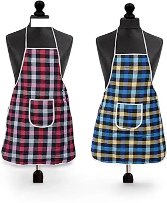Cotton Kitchen Aprons (Multicolor, Pack of 2)