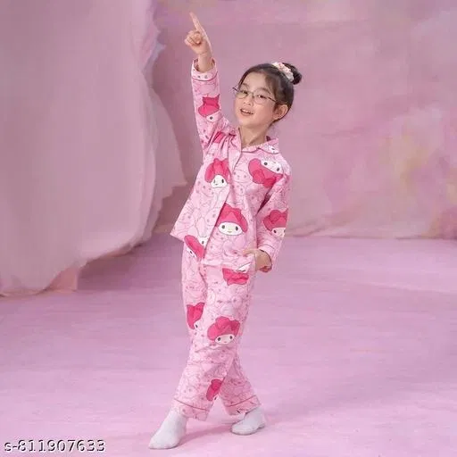 Night Suit for Girls (Pink, 4-5 Years)