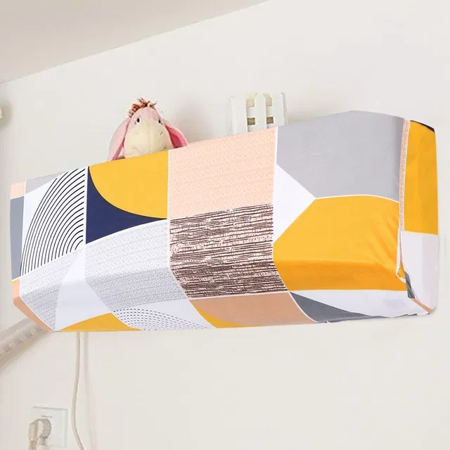 Polyester Elastic Fitted Stretchable Adjustable Printed Cover for 1 & 1.5 ton Split AC (Multicolor, 42x10x10 inches)