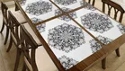 Grover Table Placemats for Kitchen/Dining Table Pack of 6 White Black Flower