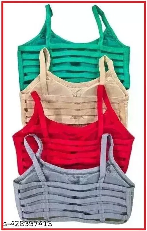 Cotton Solid Bras for Women, Assorted, Pack of 4 (32B)