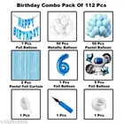 Space Astraunaut Theme 6th Happy Birthday Decoration Items For Girls, Multicolor, Pack of 112