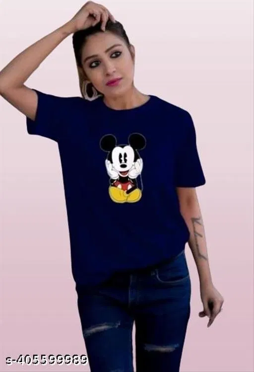 Cotton Blend T-shirt for Women, Blue (XXL)