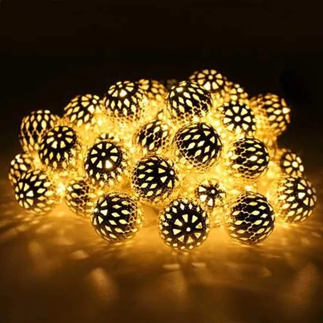 10 LED Metal Spherical Shape Balls Diwali Decoration Light(Warm, 4m)