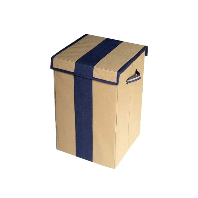 Cloth Laundry Baskets, Blue & Beige (75 L)