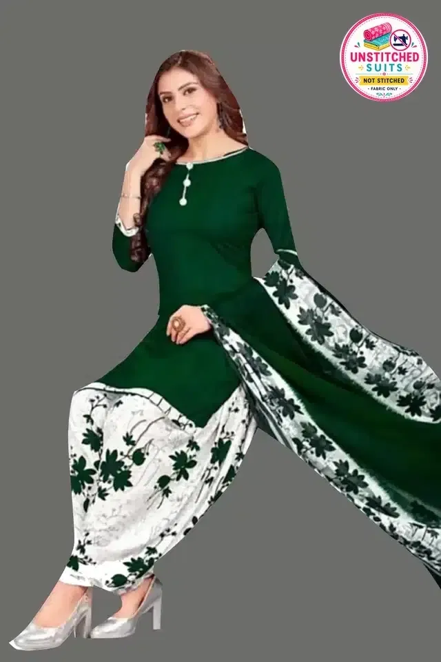 Unstitched Dress Material for Women & Girls (Green)