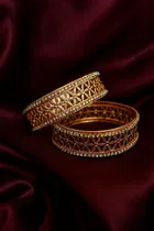 Alloy Bangles for Women (Gold, Set of 2)