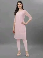 Georgette Chikankari Kurti for Women (Peach, M)