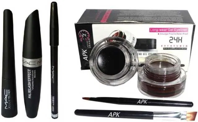 Lenon Gel Eyeliner Black and Brown Eyeliner Mascara Eyebrow Pencil (Pack of 4) (S-83)