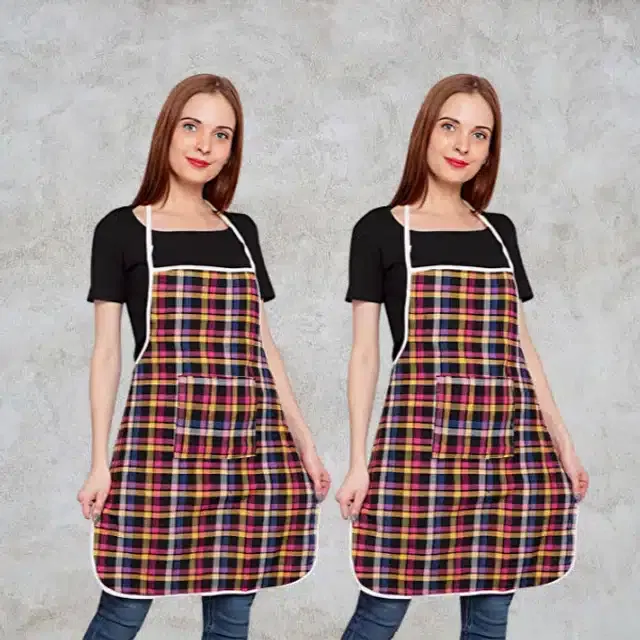 Cotton Kitchen Aprons (Multicolor, Pack of 2)