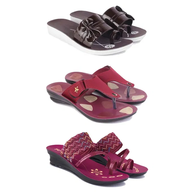 Flats for Women (Multicolor, 5) (Set of 3)