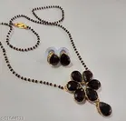 Alloy Mangalsutra With Earring for Women, Black