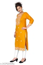 Rayon Slub Embroidered Kurti for Women 