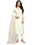 Cotton Cambric Embroidered Kurta Set with Dupatta 