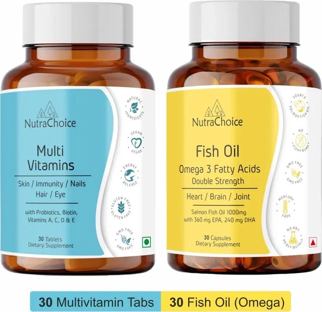 Multivitamin & Omega 3 Fish Oil 1000mg (30 Pcs Capsules Each) (Pack of 2)