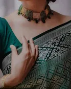 Litchi Silk Woven Design Saree for Women, Green 