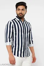 Cotton Blend Striped Shirts for Men, Multicolor 