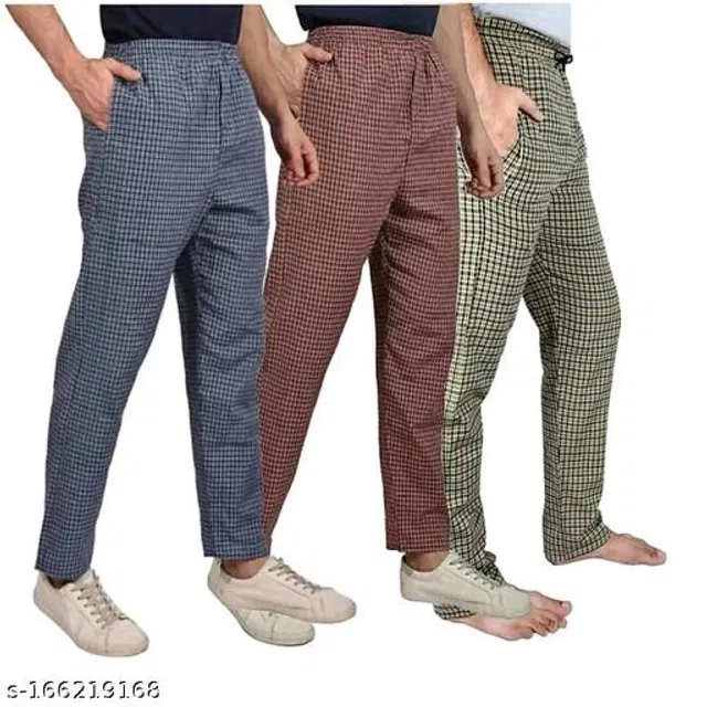 Cotton Trousers for Mens (Multicolor, M) (Pack of 3)