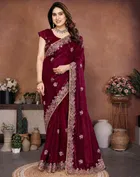 Bollywood Embroidered Organza Saree for Women 