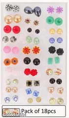 Plastic Stud Earrings for Girls (Multicolor, Set of 18)