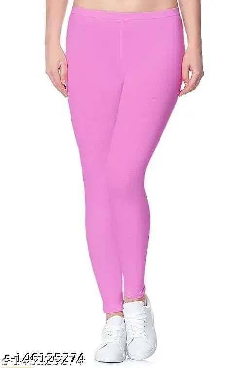 Lycra Ankle Length Leggings for Womens/Girls/Ladies (Pack of 1) ( Rani Pink ) ( M )