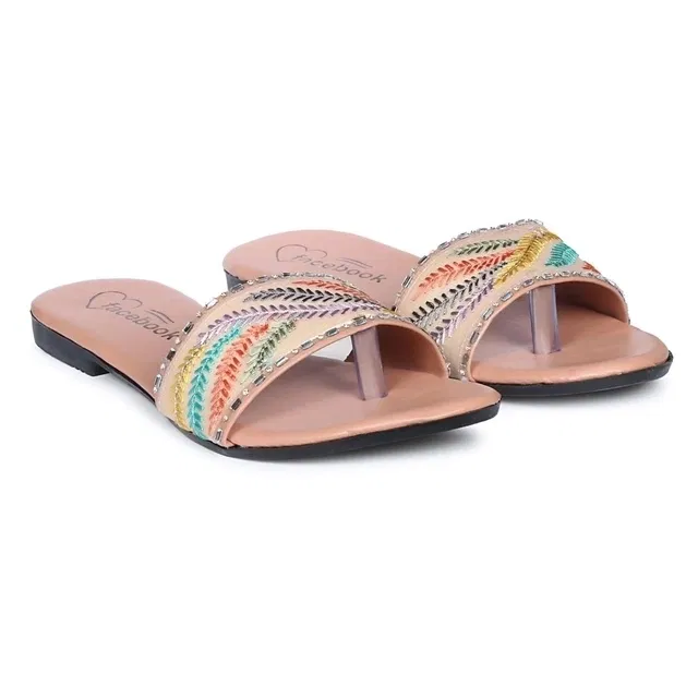 Zakozee Handmade Flats for Women (Peach, 4)