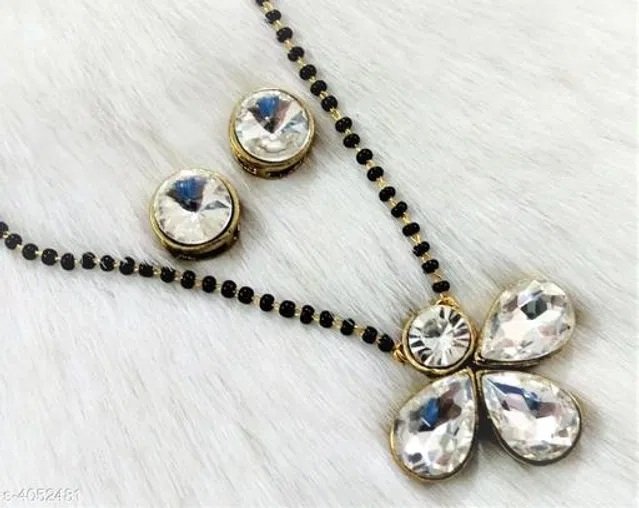 Alloy Mangalsutra with Earrings for Women (Multicolor, Set of 1)