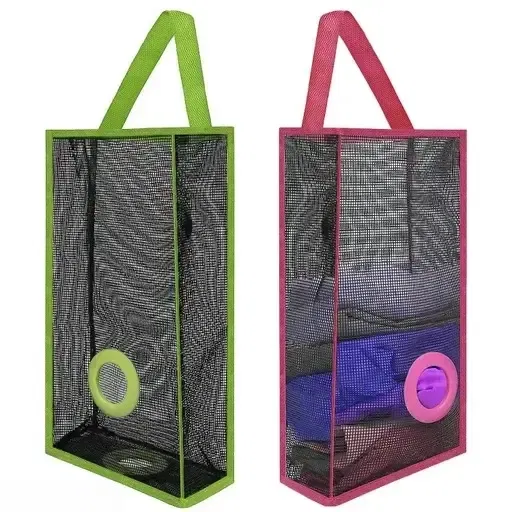 Net Hanging Plastic Bag Holder for Kitchen & Home, [Pack of 2]