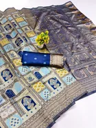 Litchi Silk Zari Woven Saree for Women, Teal 