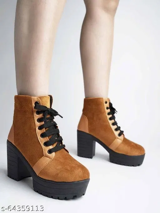 Shoetopia Solid Suede Block Boots (IND-5)