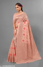 Cotton Linen Zari Woven Saree for Women 