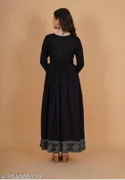 Rayon Printed Kurti for Women, Black 