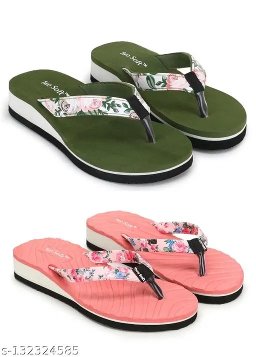 EVA Flip-flops for Women (Multicolor, 6) Pack of 2