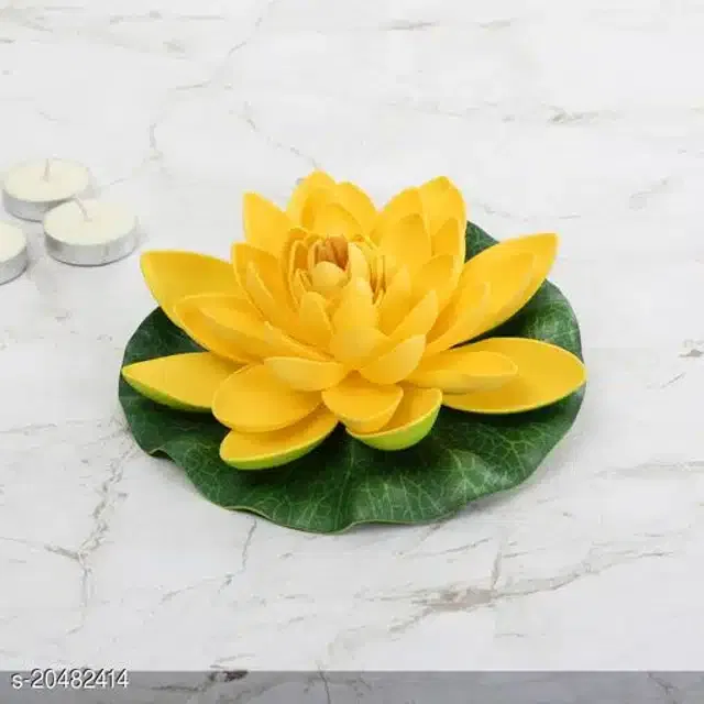 Polyester Artificial Lotus Flower (Yellow & Green)