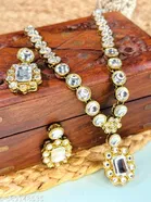 Handicraft Premium Quality Kundan Jewellery Set for Women, White