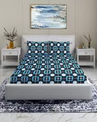 Arch Fab Sky Blue Square Double Bedsheet 88X90 Inch