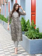 Cotton Printed Women's Kurta with Pant Set 