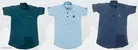 Cotton Blend Solid Short Kurta for Kids, Multicolor, Pack of 3 